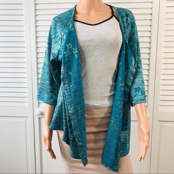 JONES NEW YORK Blue White Floral Button Down Short Sleeve Cardigan Size 2X - Picture 4 of 8